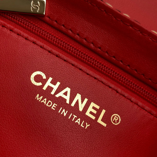 CHANEL 26S SMALL FRINGE KELLY 19 IN RED MULTICOLOR RAFFIA WOOD