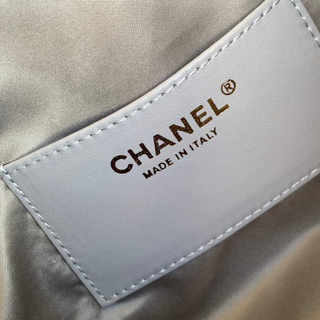 CHANEL 26S HOBO BAG 30 IN SILVER METALLIC CRINKLED CALFSKIN GOLD HARDWARE