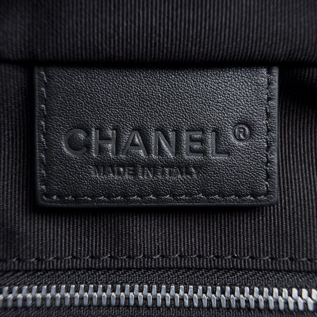 CHANEL 26S LARGE ZIP POUCH BAG 29 IN DARK BEIGE SUEDE AND CALFSKIN SILVER HARDWARE