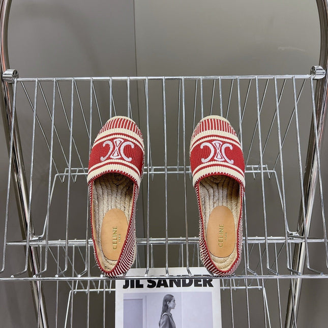 NEW FLAT FISHERMAN SHOES CARO RED COTTON CANVAS