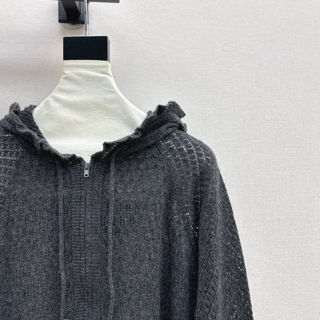 DIOR 25S HOODED KNIT CARDIGAN WITH CUTOUT DESIGN 616