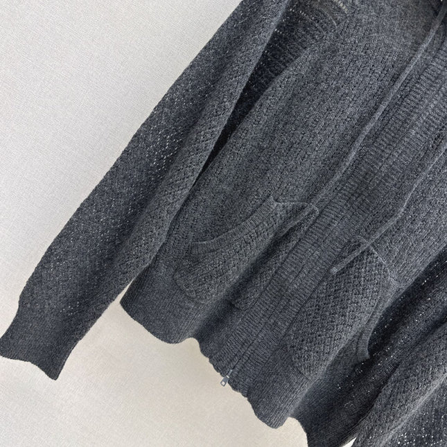 DIOR 25S HOODED KNIT CARDIGAN WITH CUTOUT DESIGN 616