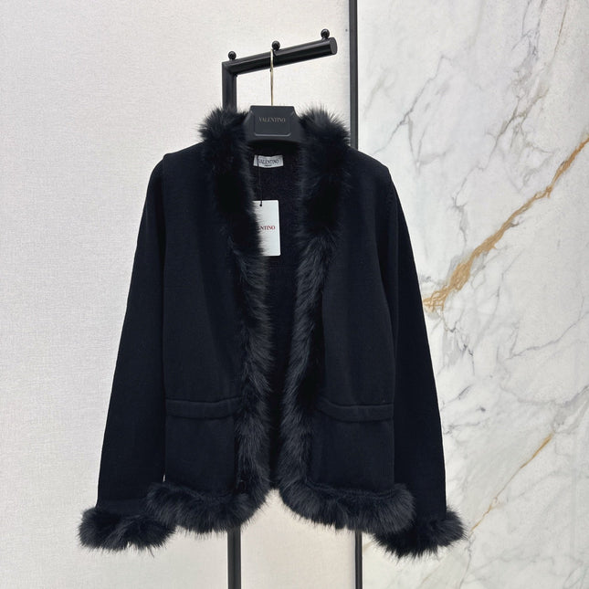 VALENTINO 26S KNIT CARDIGAN WITH FUR COLLAR STYLE 78