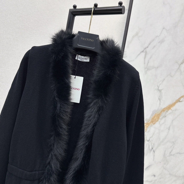 VALENTINO 26S KNIT CARDIGAN WITH FUR COLLAR STYLE 78
