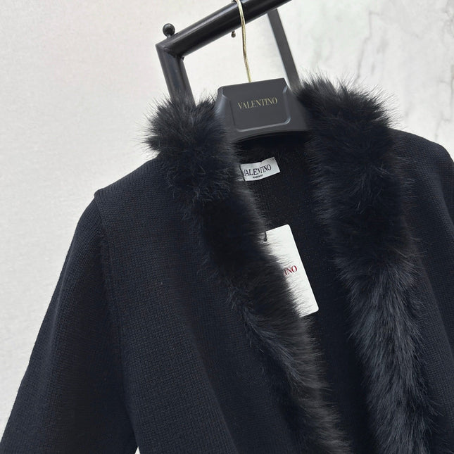 VALENTINO 26S KNIT CARDIGAN WITH FUR COLLAR STYLE 78