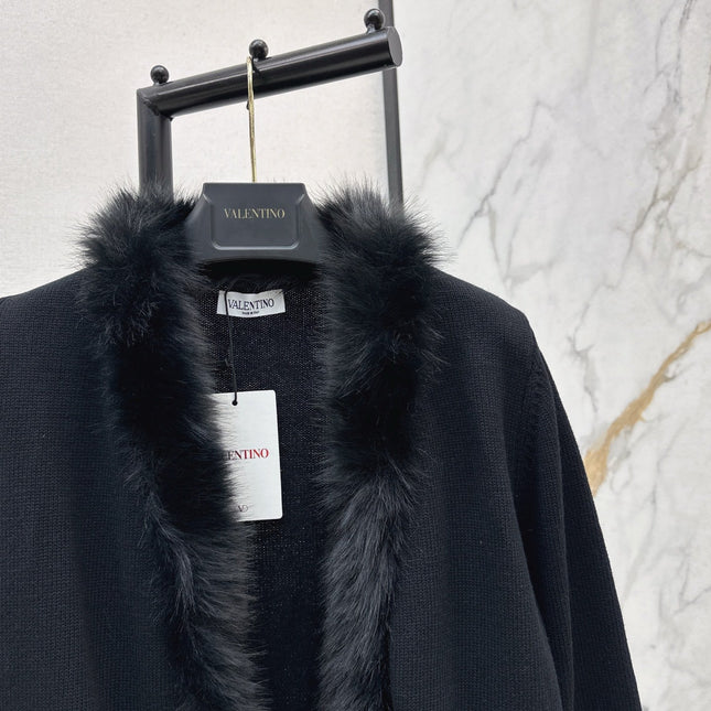 VALENTINO 26S KNIT CARDIGAN WITH FUR COLLAR STYLE 78