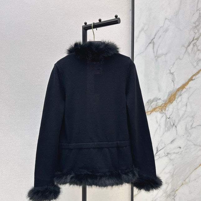 VALENTINO 26S KNIT CARDIGAN WITH FUR COLLAR STYLE 78