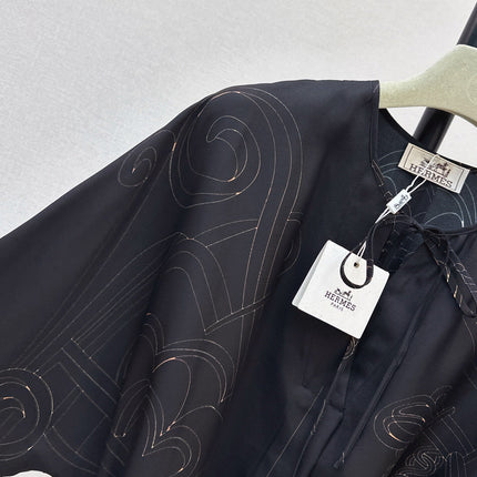 HERMES 26S PRINTED SILK DRESS 786
