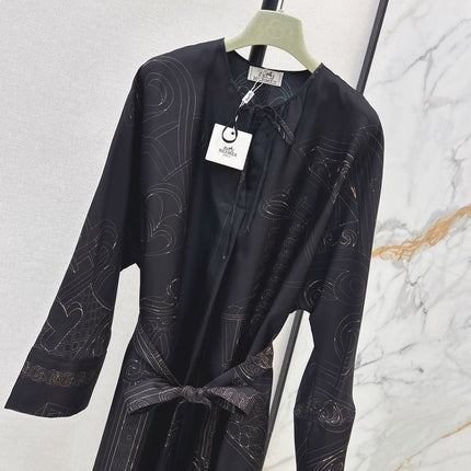 HERMES 26S PRINTED SILK DRESS 786