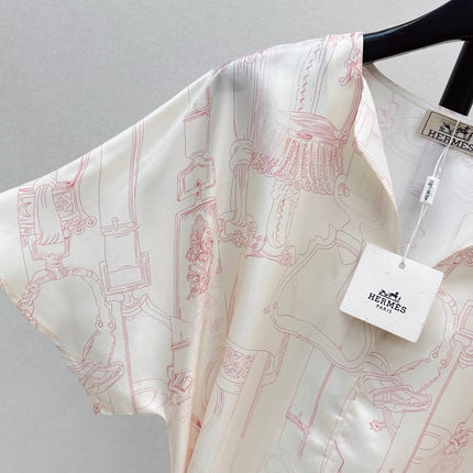 HERMES 26S PRINTED SILK DRESS 776