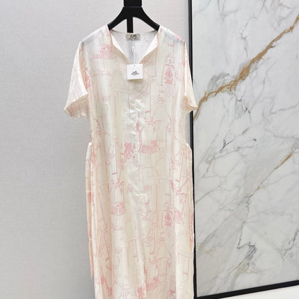 HERMES 26S PRINTED SILK DRESS 776