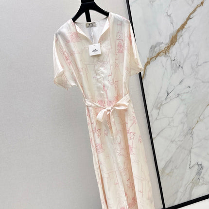 HERMES 26S PRINTED SILK DRESS 776