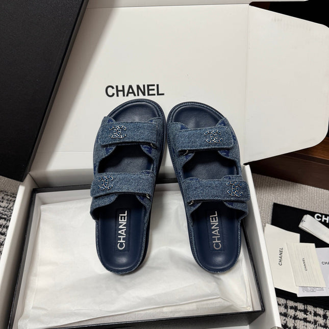 CHANEL 26S DAD SANDAL IN BLUE DENIM 802924