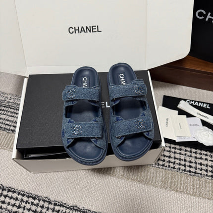 CHANEL 26S DAD SANDAL IN BLUE DENIM 802924