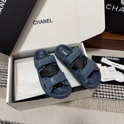 CHANEL 26S DAD SANDAL IN BLUE DENIM 802924