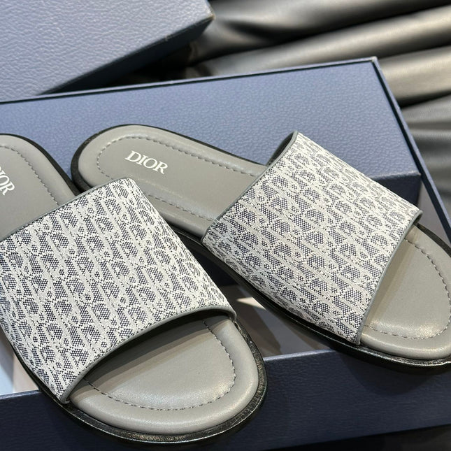 CD SLIDE ALIDAS SLIPPER SAGE JACQUARD AND CALFSKIN