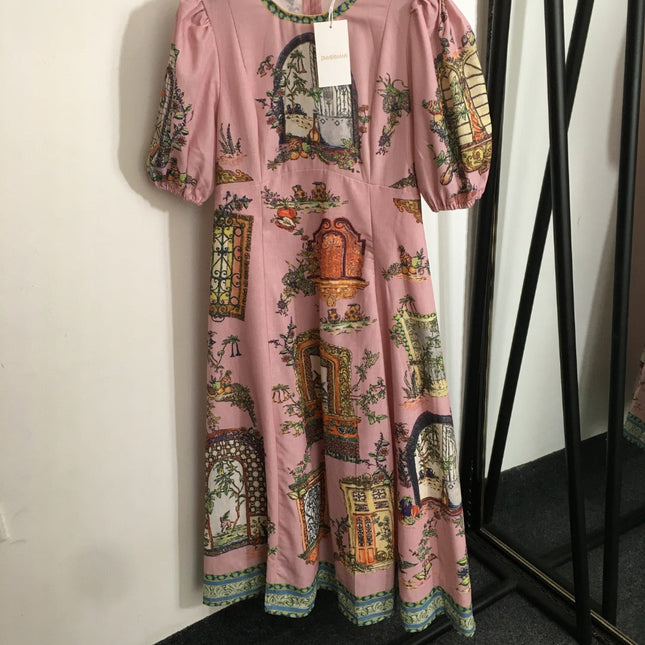 ZIMMERMANN 26S PUFF SLEEVE PATTERNED DRESS STYLE 19