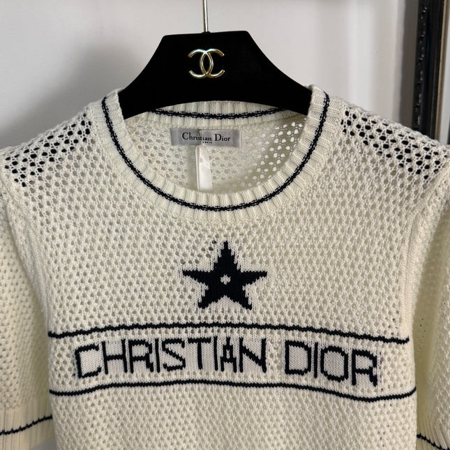 DIOR 26S SHORT-SLEEVE CUT-OUT KNIT TOP 1081