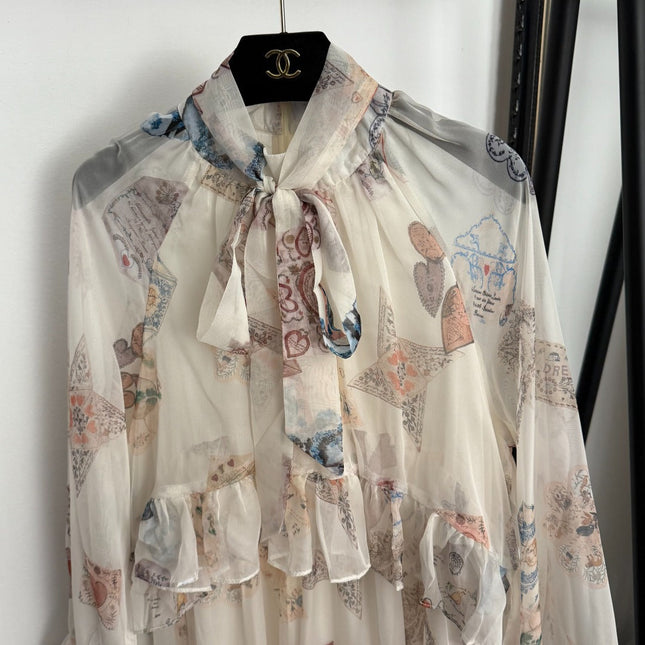 ZIMMERMANN 26S PATTERNED LONG-SLEEVE DRESS STYLE 63