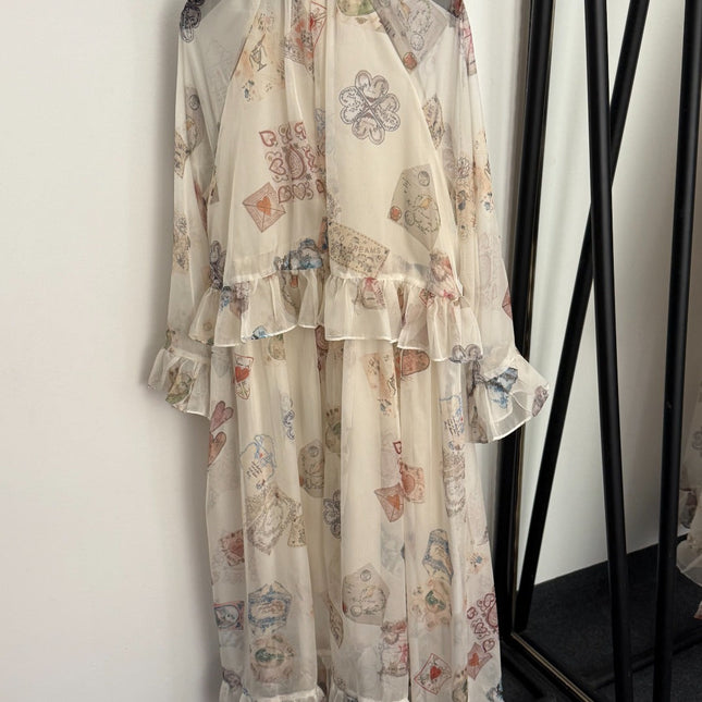 ZIMMERMANN 26S PATTERNED LONG-SLEEVE DRESS STYLE 63
