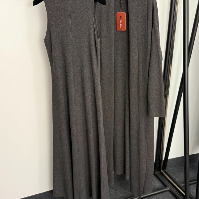 LORO PIANA 26S SLEEVELESS KNIT MAXI DRESS WITH LONG CARDIGAN SET 926