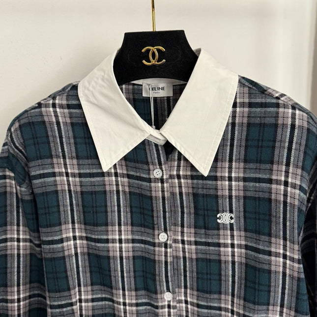 CELINE 26S LONG-SLEEVE CHECKED SHIRT STYLE 10
