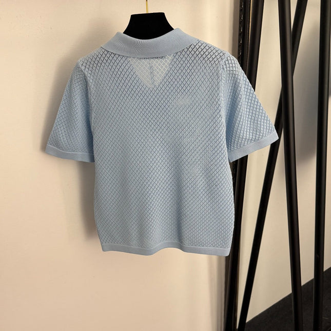 DIOR 26S SHORT-SLEEVE CUT-OUT KNIT TOP 1108