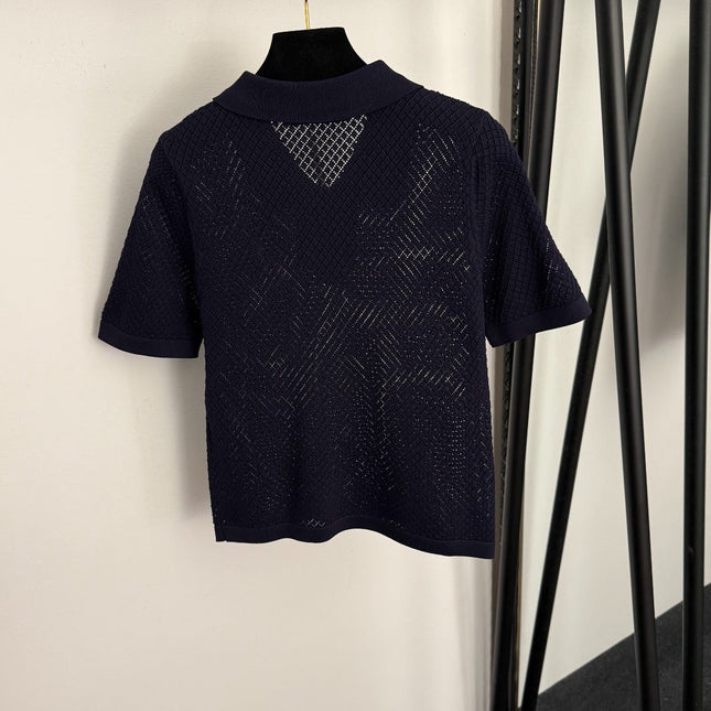 DIOR 26S SHORT-SLEEVE CUT-OUT KNIT TOP 1105