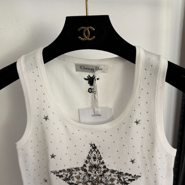 DIOR 26S RHINESTONE-EMBELLISHED KNITTED VEST 963