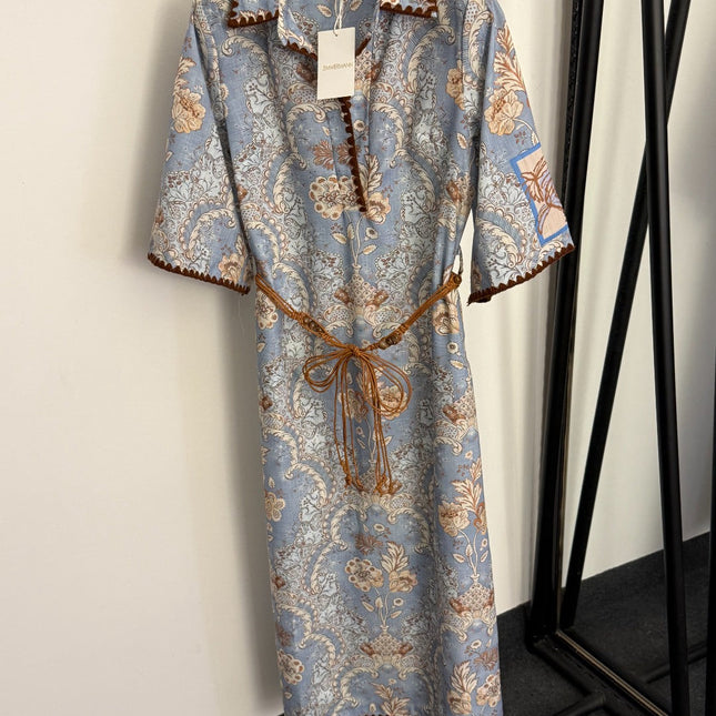 ZIMMERMANN 26S SHORT-SLEEVE WAIST-CINCHED DRESS STYLE 91