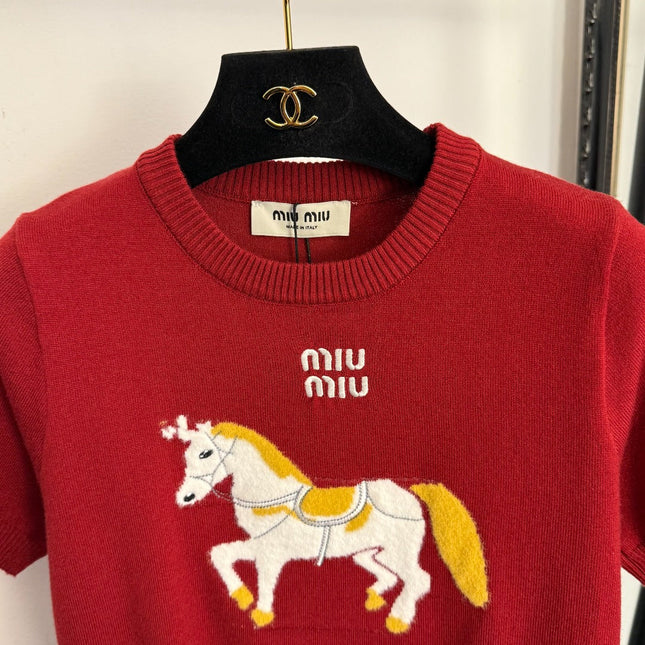 MIUMIU 26S SHORT SLEEVE KNIT SWEATER 1028