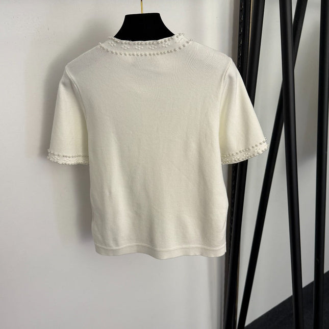 MIUMIU 26S SHORT SLEEVE CREW NECK KNIT CARDIGAN 1018