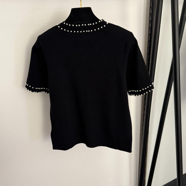 MIUMIU 26S SHORT SLEEVE CREW NECK KNIT CARDIGAN 1017