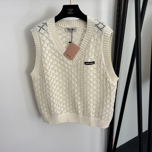 MIUMIU 26S HOLLOW OUT V-NECK VEST 1014