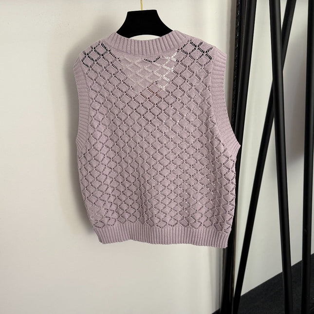 MIUMIU 26S HOLLOW OUT V-NECK VEST 1013