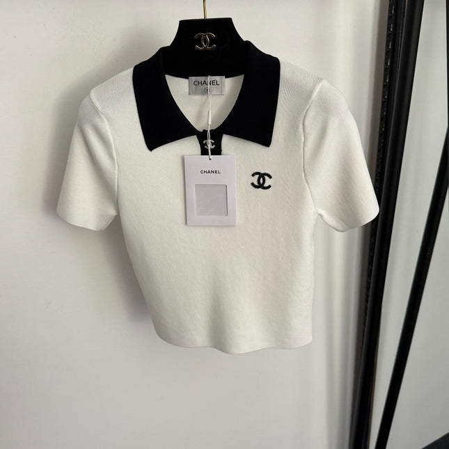 CHANEL 26S SHORT-SLEEVE KNIT POLO SHIRT 986