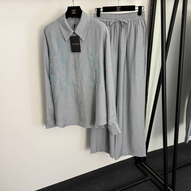 VALENTINO 26S LONG-SLEEVE SHIRT & WIDE-LEG PANTS SET 406