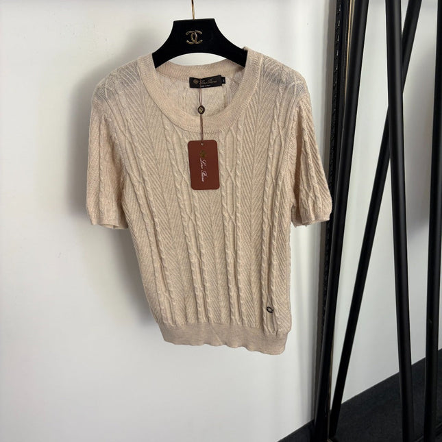 LORO PIANA 26S SHORT SLEEVE KNIT TOP 654