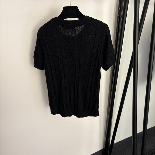 LORO PIANA 26S SHORT SLEEVE KNIT TOP 655