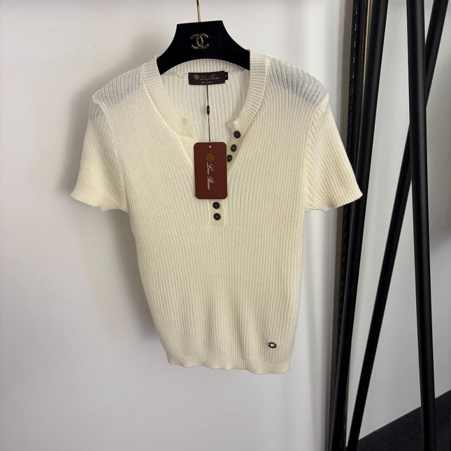LORO PIANA 26S SHORT SLEEVE KNIT TOP 644