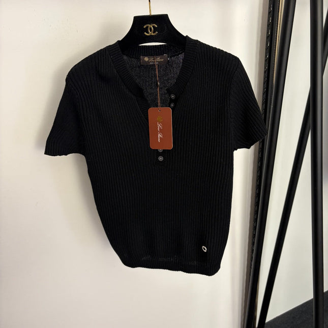 LORO PIANA 26S SHORT SLEEVE KNIT TOP 646