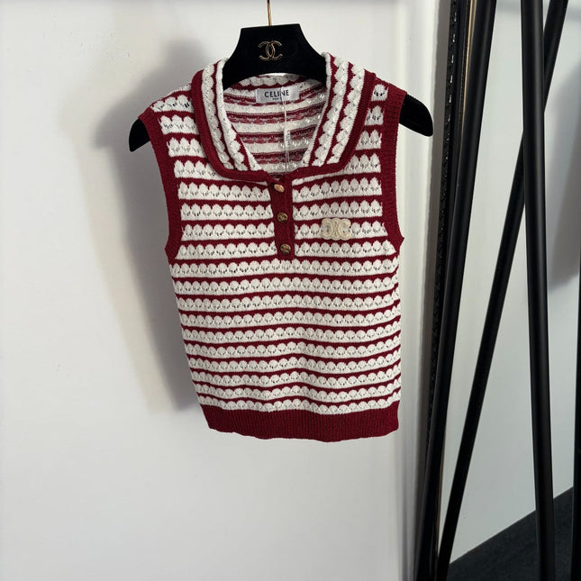 CELINE 26S LACE COLLAR KNIT VEST 135