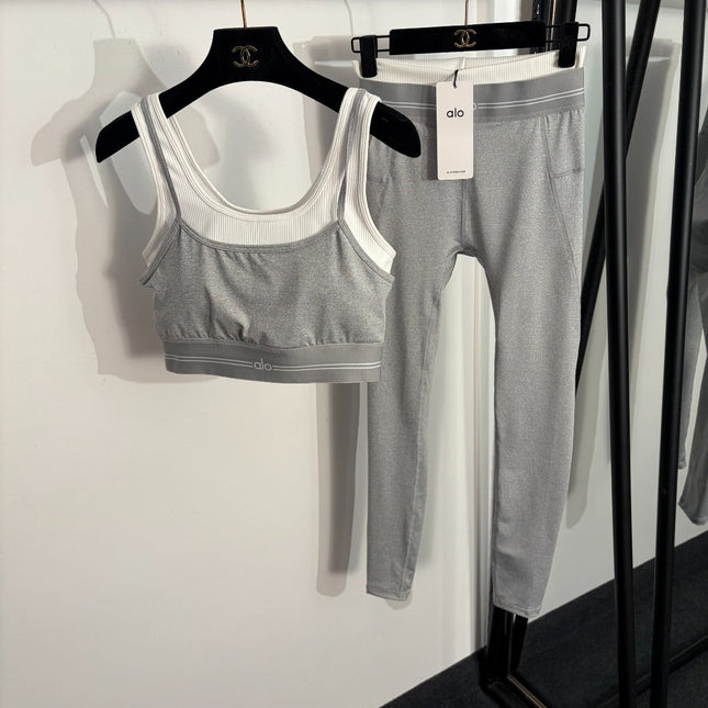 ALO 26S LAYERED SPORTS BRA & HIGH-WAIST LEGGINGS SET 259