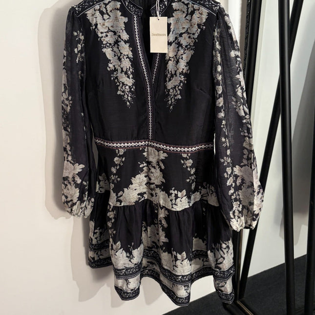 ZIMMERMANN 26S PATTERNED LONG-SLEEVE DRESS STYLE 83