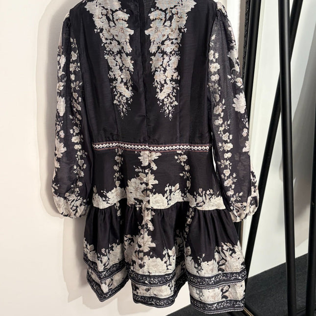 ZIMMERMANN 26S PATTERNED LONG-SLEEVE DRESS STYLE 83