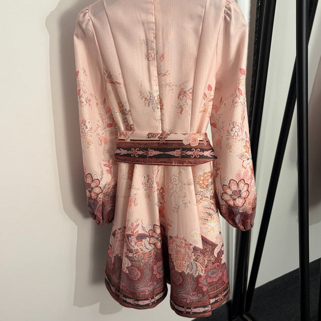 ZIMMERMANN 26S STAND COLLAR WAIST-CINCHED DRESS STYLE 53