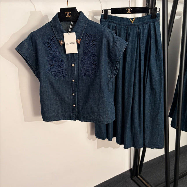 VALENTINO 26S SHORT-SLEEVE SHIRT & WIDE-LEG PANTS SET 375
