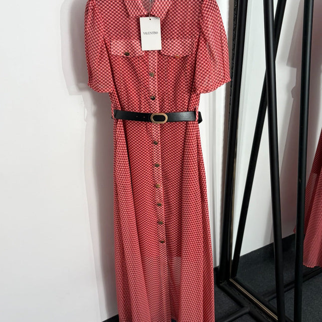 VALENTINO 26S SHORT-SLEEVE CHECKED SHIRT DRESS 462