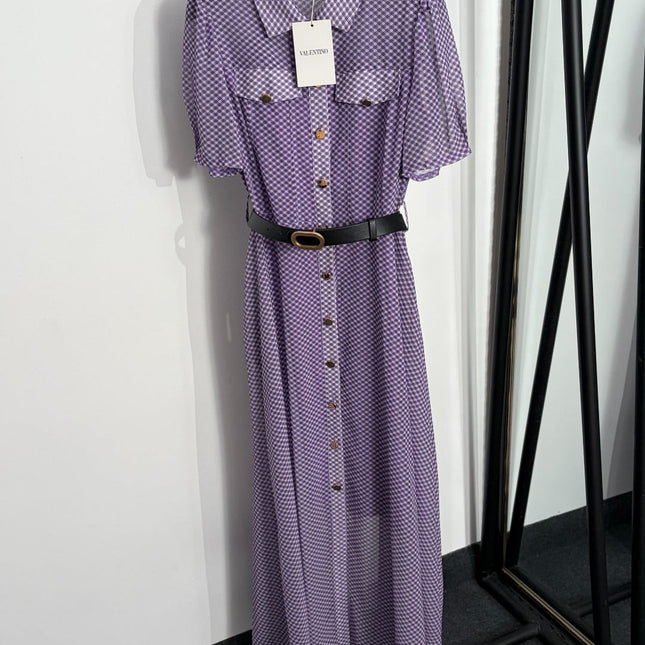 VALENTINO 26S SHORT-SLEEVE CHECKED SHIRT DRESS 464