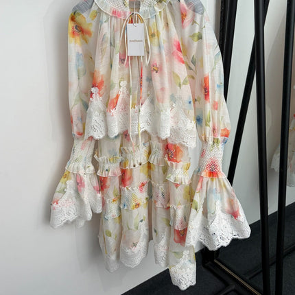 ZIMMERMANN 26S LACE-TRIM SMOCKED MINI DRESS 267